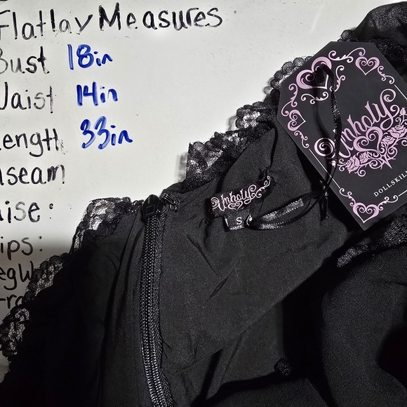 🖤 UnHoly Dolls Kill Gothic Elegant Black Lace Longsleeve Dress - Picture 4 of 7